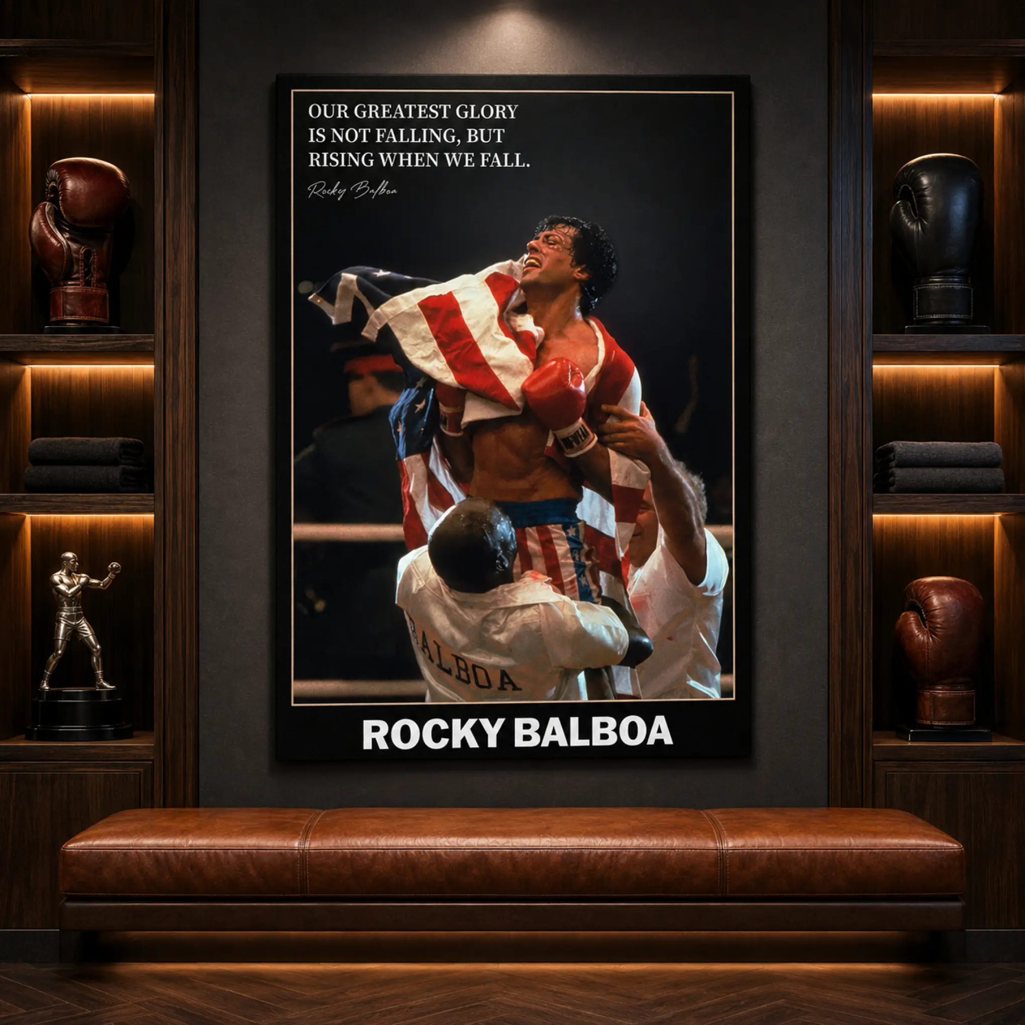 Rocky Canvas Wall Art Poster,Inspirational Boxing Movie Poster with Motivational Quote,Vintage Sports Decor for Home Gym, Man Cave, Bedroom, Gift for Boxing Fans