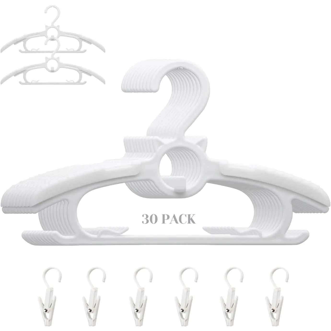 Baby Nursery Closet Hangers, Ultra Thin Non-Slip and Extendable Laundry Infant Pant Hanger for Newborn Clothes 30pcs 11"-14" Adjustable Children Coat Hanger for Girl Boy Toddler Kids Child