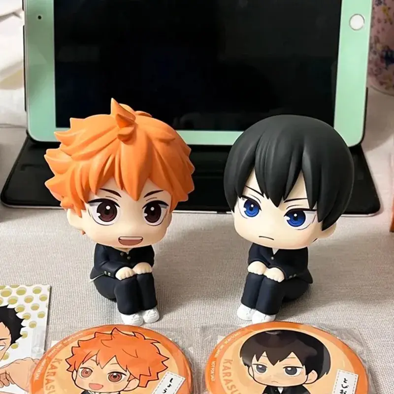 New Release 2 Pcs Set Q-Version Haikyuu Action Figures - Shoyo Hinata & Tobio Kageyama Look-Up Eyes Collectible Dolls for Toys & Hobbies Enthusiasts