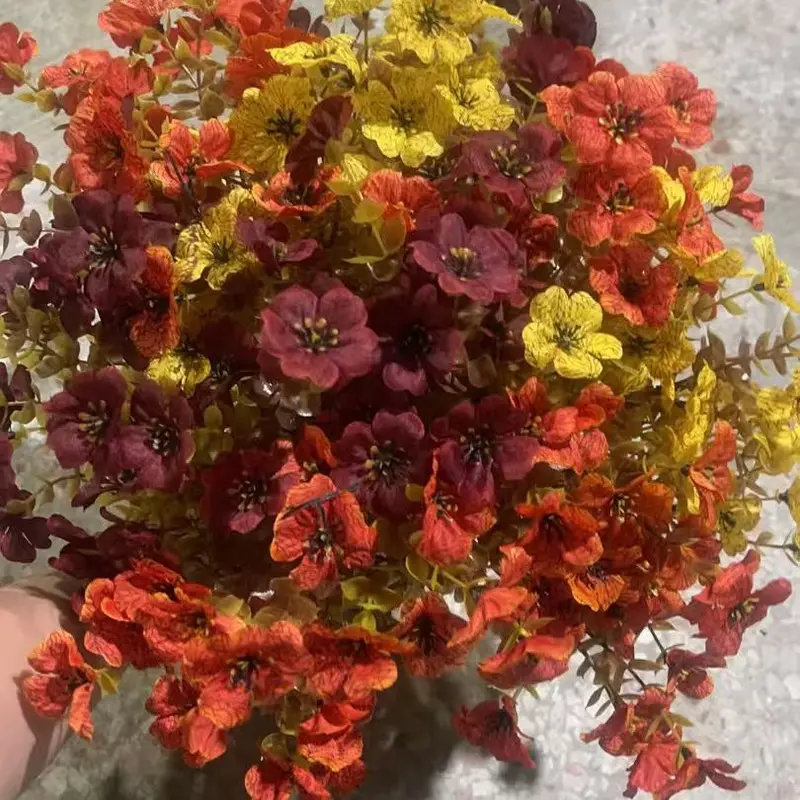 Artificial Fake Fall Plants Flowers for Outdoor Decoration, Fake Flowers for Outside, 8 Bundles Faux Silk Daisy, UV Resistant, No Fade, Autumn Decor for Porch Patio