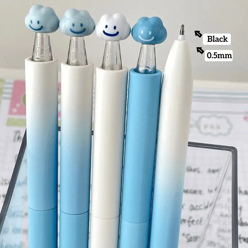 4/8pcs Gradient Cloud Twist Pen, Rotating Core Neutral Pen, 0.5mm Tip, Ink, Office & Study Supplies, Perfect Gift