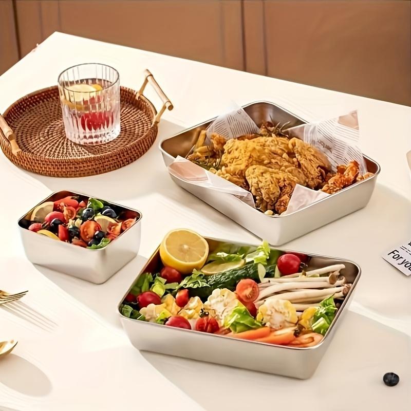 Buy 2 Get 1 Free! 3 Stainless Steel Food Storage Containers – Free Lids & Durable Baking Trays, Reusable & Easy to Clean |   Great for Picnics, Meal Prep, Fridge Storage (Kitchen Essential)