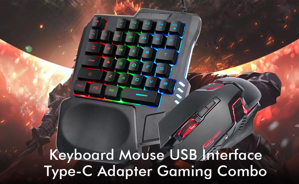One Handed Half Keyboard Mouse USB Spilitter Type-C Adapter Gaming Combo with RGB LED Backlit 7200DPI CPI Customize 4 Port Adapter Mini Size Small Wired Set for LOL/Wow/fortnite/Dota/PUBG One Handed Half Keyboard Mouse USB Spilitter Type-C Adapter Gaming Combo with RGB LED Backlit 7200DPI CPI Customize 4 Port Adapter Mini Size Small Wired Set for LOL/Wow/fortnite/Dota/PUBG