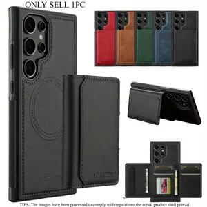 Faux Leather Magnetic Detachable Protective Wallet Case Cover Cellphone Accessories for Galaxy S26/S24/S25 Ultra, S21+/S22+/S23+, S24/S25 Plus, S21/S23/S24 FE, S25/A14/A34/A54/A15/A35/A55/A53/A16/A36/A56/57 Edge, Smartphone