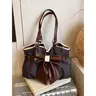 Women's Vintage Polka Dot Tote Gym Bag - Casual Fabric Purse, Double Handle, Large Bow, Vintage Lace Trim, Textured Design, Spacious Handbag, Accessories for Women, Gifts for Adults