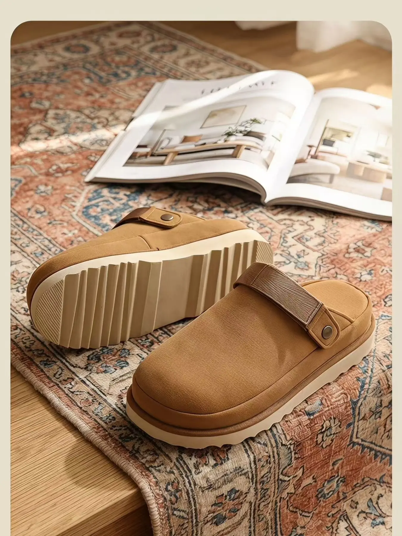 Women's 2-In-1 Slip-On Home Slippers, Soft Textile Upper, Rubber Sole, Casual Fall&winter Footwear, Ideal for Indoor & Outdoor Use
