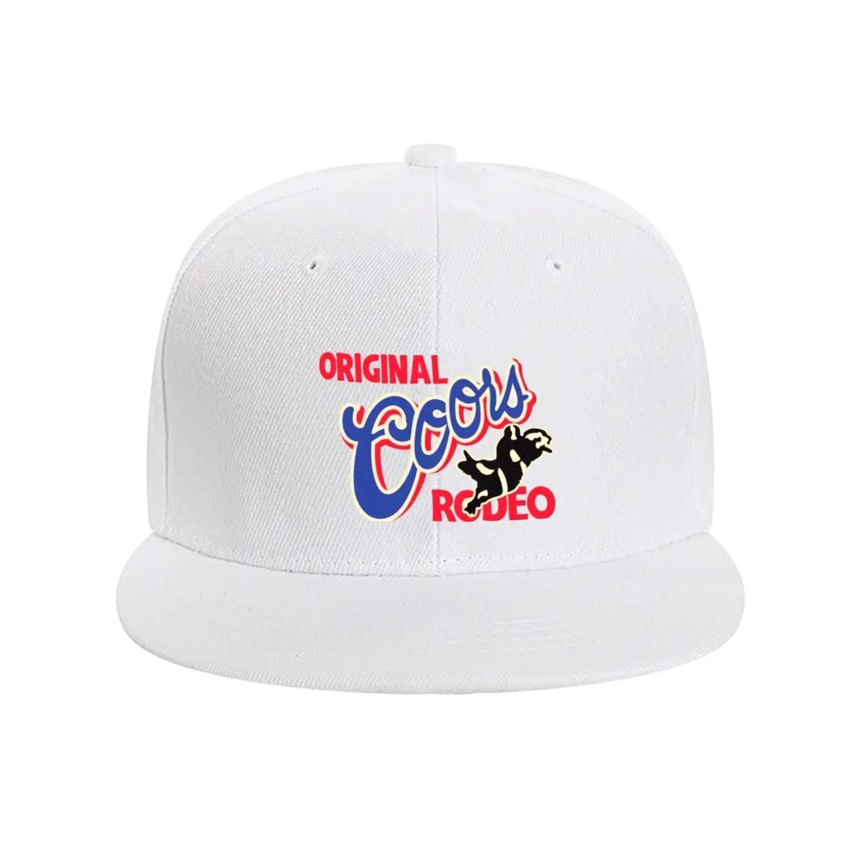 Retro Coors Rodeo White Snapback Cap Western Cowboy Rodeo Graphic Flat Brim Hat Perfect Gift For Country Lovers & Rodeo Enthusiasts