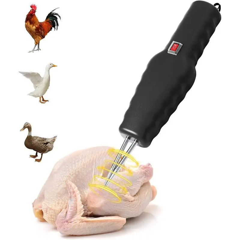 Handheld Chicken Plucker - Electric Quick Chicken Feather Plucker, Portable Waterproof & Rechargeable for Fast Pin Feather Removal Works on Duck Goose & Other Birds Durable Black Desig