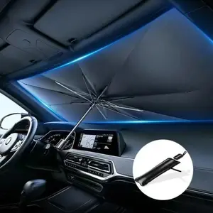 Collapsible Car Front Window Shade,Portable Auto Cooling Umbrella, Retractable Wind screen Heat Shield,Summer Car uv Protection Cover