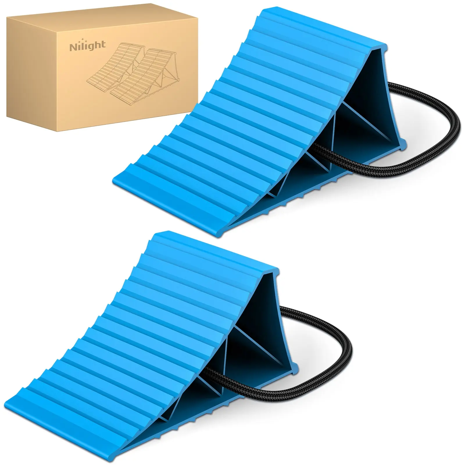 Nilight Wheel Chocks, Heavy Duty Wheel Stopper for Car, Truck, Trailer, RV, Caravan, Motorcycle, 8.3Inch x 4.8Inch x 4.2Inch, 2-Pack