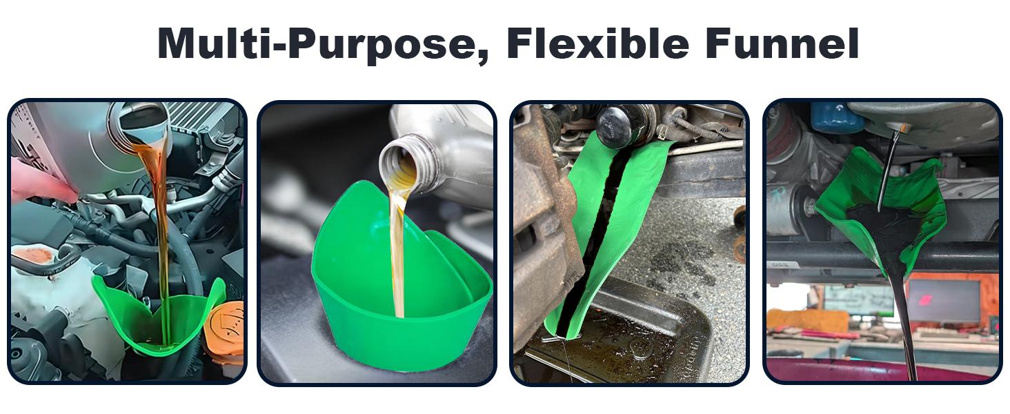 Flexible Funnel, Multi-Purpose Form a Funnel Flexible Draining Tool, Oil Drain Change Flex Foldable Filter Funnels for Automotive Use, Bendable Moldable for Various Applications