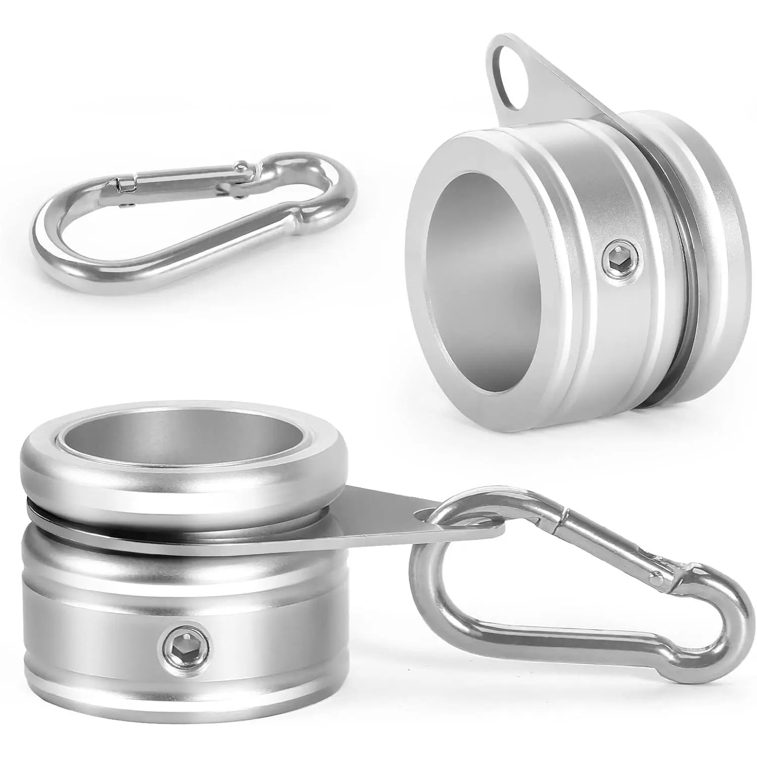 Flag Pole Rings,  Alloy Flag Pole Clips Swivels 360° Rotating Anti Wrap Mounting Ring with Carabiner, Flag Pole Kit  (Φ:1 Inch -Pack of 2())