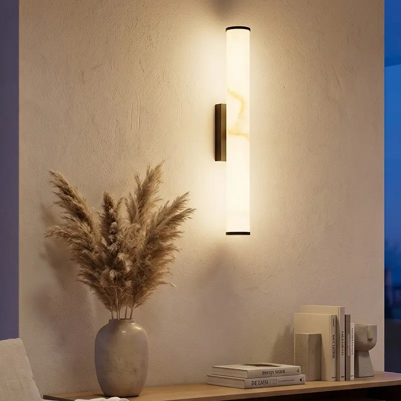 Affordable Luxury LED Wall Light, Hardwired, Modern Marble-Look Wall Light, 40 cm, Warm Light/Three-Color Light,For Bedrooms, Living Rooms, TV Walls, and Dining Rooms, Interior Decorative Lighting