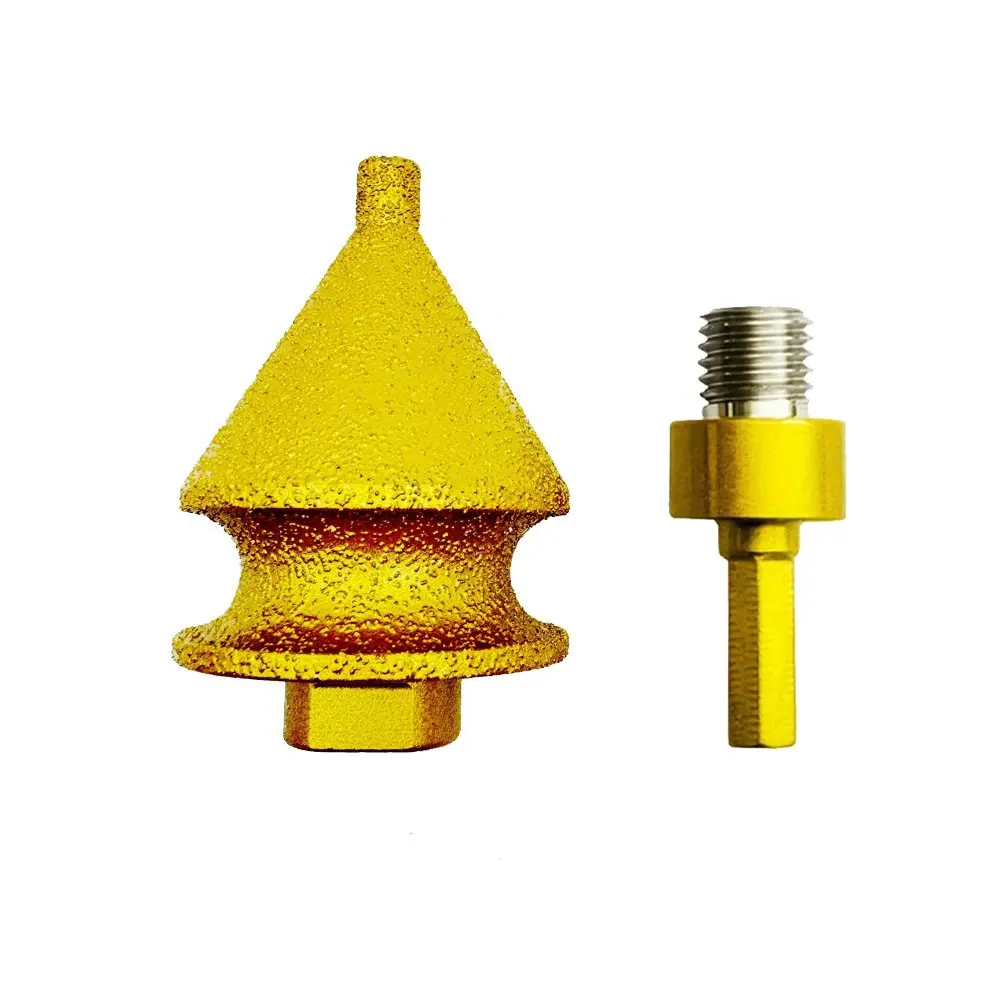 2-Piece Multi-Functional M14 Diamond Chamfering Tool, Cone Drill Bit Expander, Expansion, Adapter Included, Fits 3/8" Hex Shank, for Tile Marble
