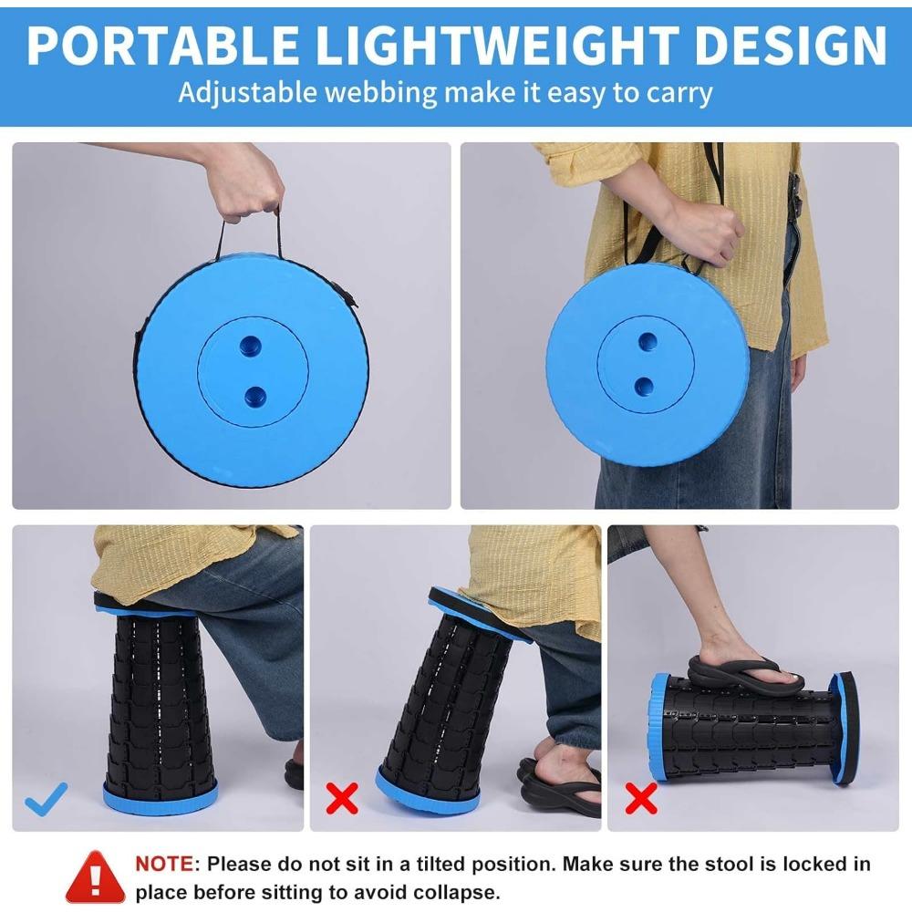 Upgraded Collapsible Stool, Folding Chair with Switch Lock-Portable Camping Stool with Load Capacity 400lbs, Retractable Collapsible Stool For Camping,Fishing,Hiking Upgraded Collapsible Stool, Folding Chair with Switch Lock-Portable Camping Stool with Load Capacity 400lbs, Retractable Collapsible Stool For Camping,Fishing,Hiking