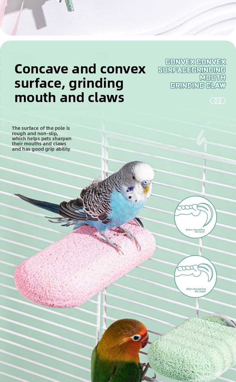 Parrot Perch Toy Bird Cage Accessories Durable Claw Grinding Stick for Parakeets Budgies Conures Washable Sandpaper Perch Stand Cage Supplies Bird Toys