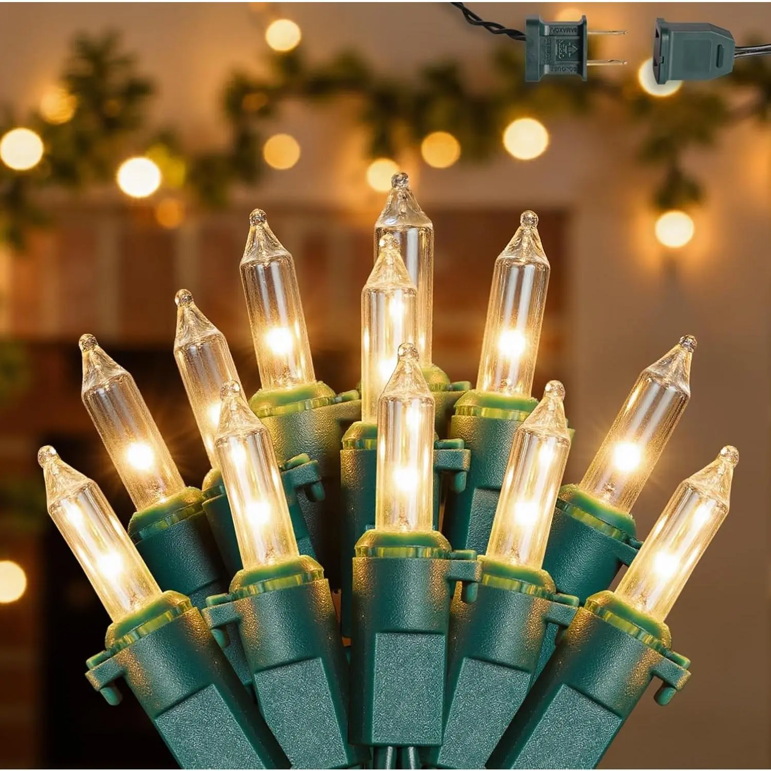 2Pack 50-Count Warm White Christmas Lights, 13FT Incandescent Mini String Lights Green Wire, UL Certified Connectable Christmas Tree Light for Indoor, Outdoor Xmas, Holiday, Home Decorations