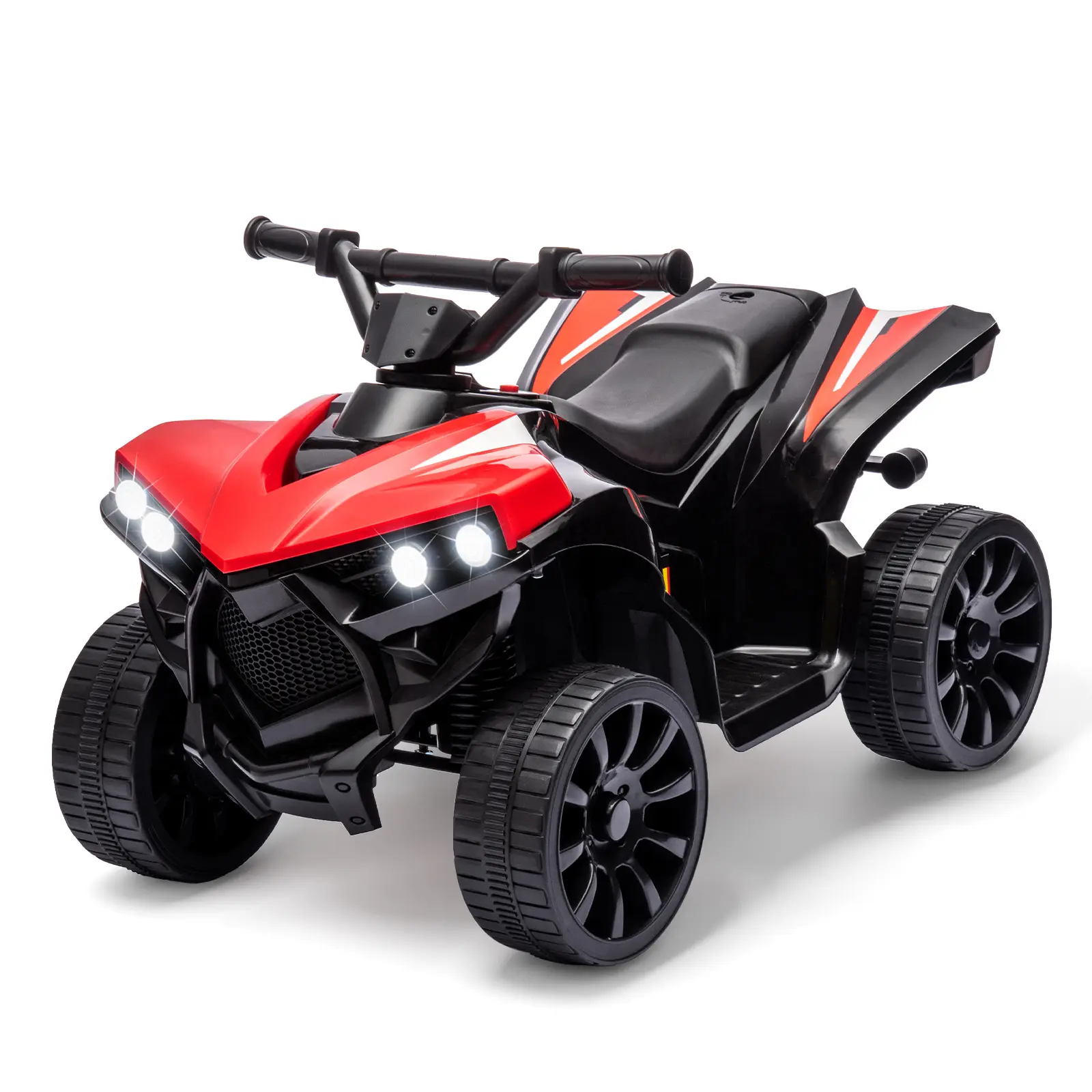 6V Ride-on Electric ATV,4-Wheeler Quad Car Toy with LED Lights, Music, Foot Pedal and Wear-Resistant Wheels,2-Seater Quad for Boys Girls