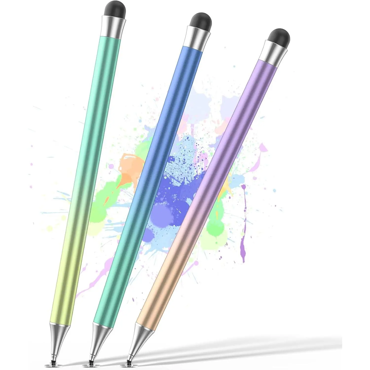 Stylus Pens for  Screens, Round Disk Tip Stylus Pen for iPad Compatible with/Tablet/Android/iPad//iOS and  Capacitive  Screens (Corlorful-3pcs)