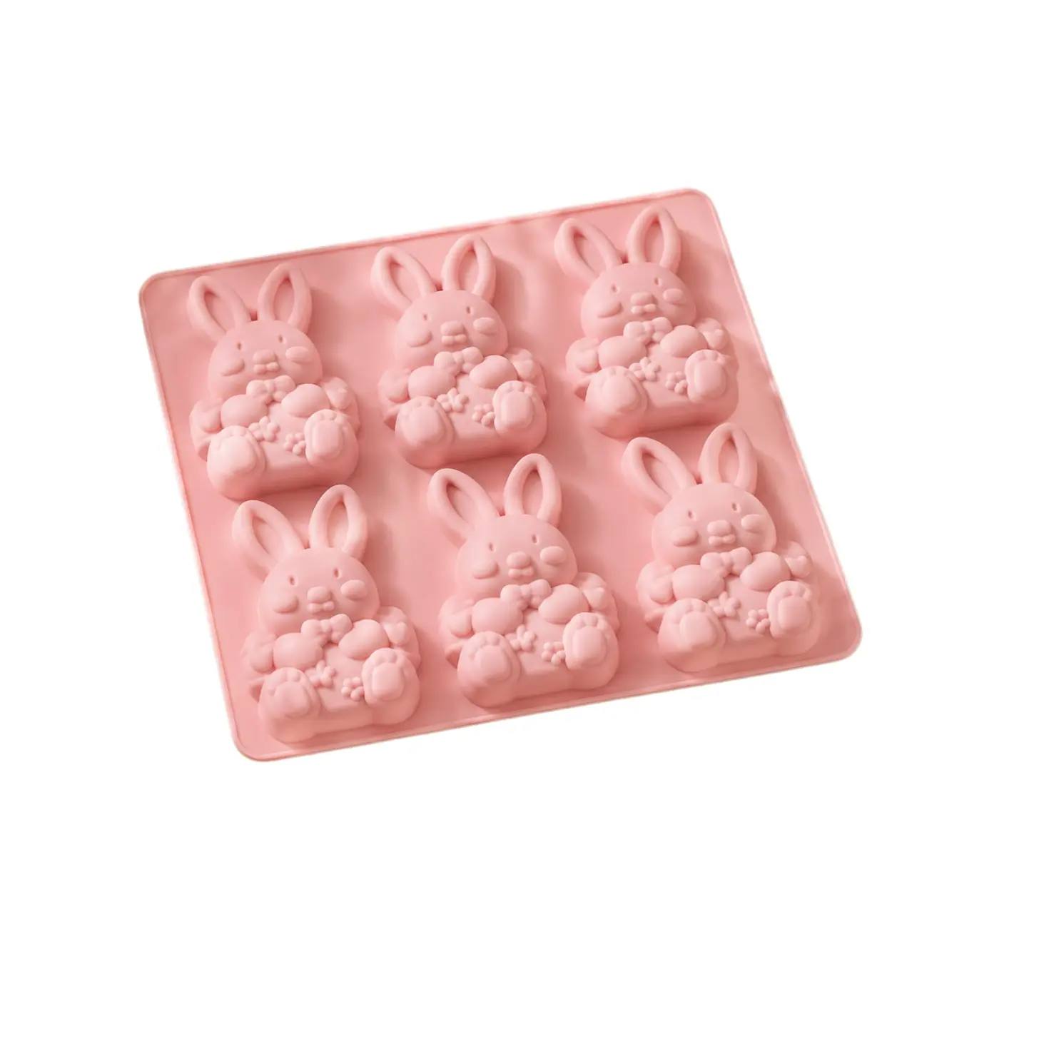 1/2pcs 3D Easter Bunny Silicone Mold, 6-Cavity Rabbit Shaped Cube of Ice Tray & Baking Mold for Chocolate, Candy, Soap, Cake Decorating, Food Grade Baking Tool Bakeware, Silicone Baking Molds, Seasonal Bakeware Home Kitchenware