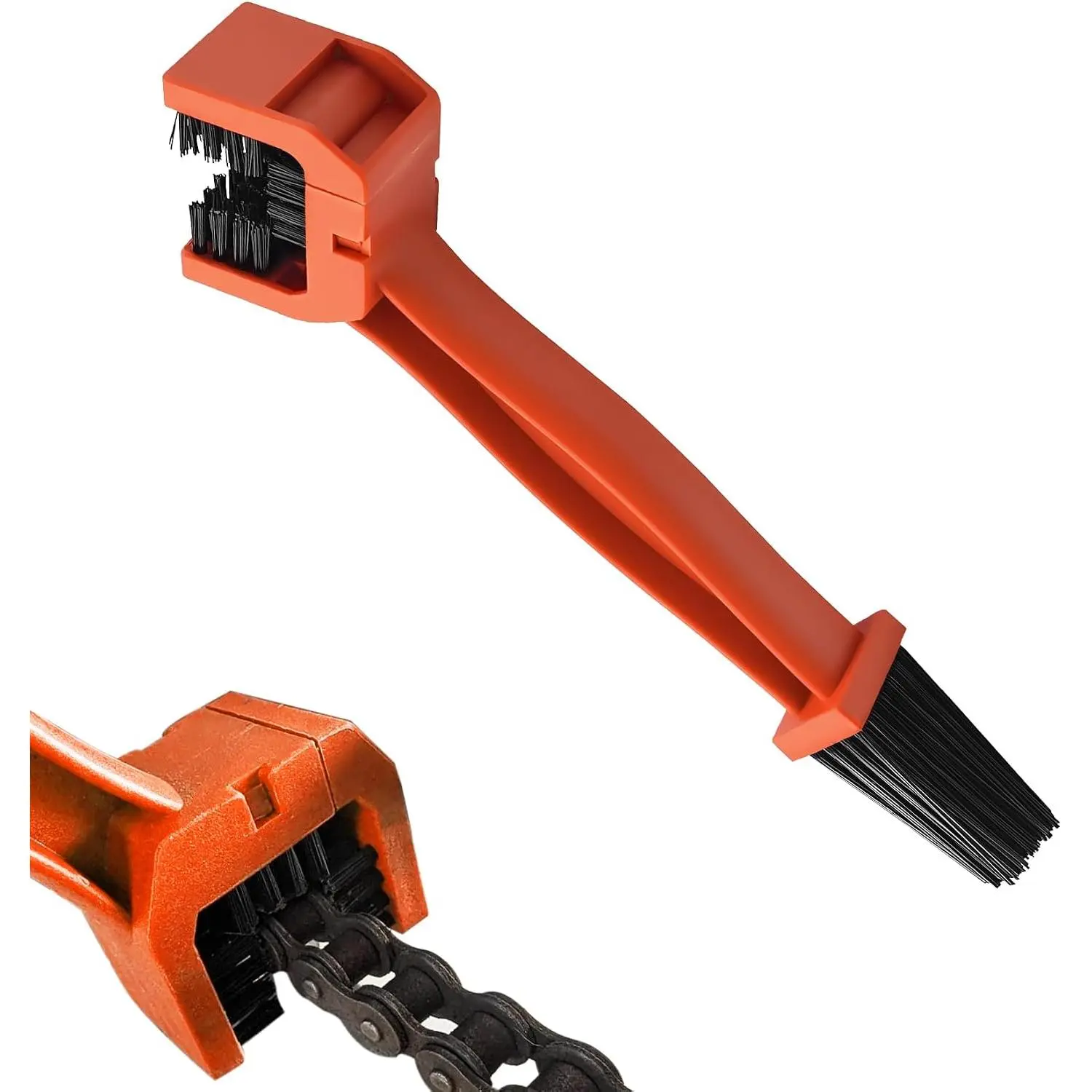 Durable Motorbike Chain Cleaning Kit - 1 Count Orange Chain Washer, Dirt Stain Washing Brush Tool for Mountain Bikes