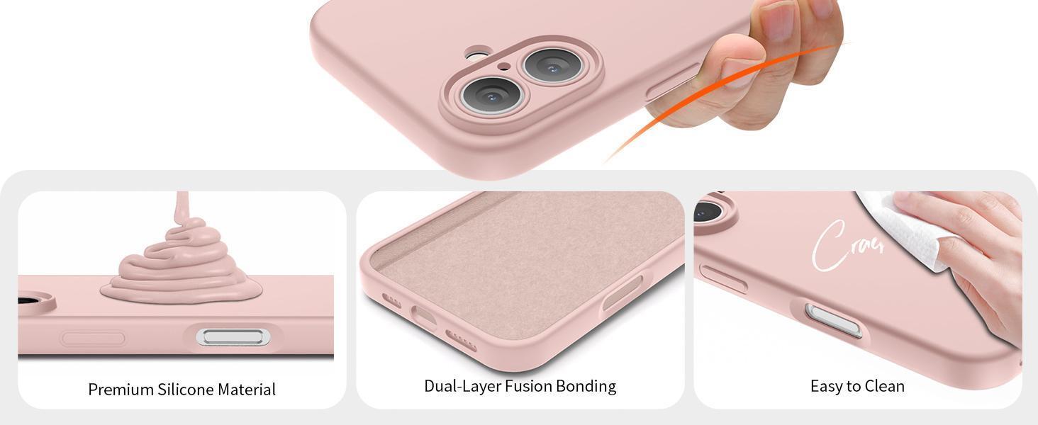 Designed for iPhone 16 Plus Case,Premium Liquid Silicone with [Soft Anti-Scratch Microfiber Lining][Upgraded Camera Protection] Slim Shockproof Phone Case for Men Women Girls,Chalk Pink