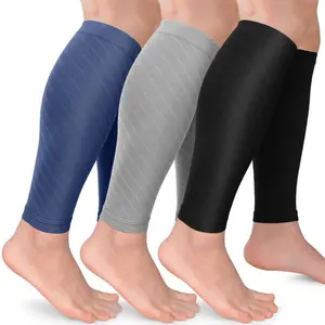TerraGlow Living Calf Compression Sleeves 3-Pack - 20-30 mmHg Graduated Leg Support for Men, Novetec Lightweight Design, Relief for Varicose Veins Pain/Swelling, Ideal for Hiking; Note: Measure Circumference, Choose Smaller Size for Best Fit