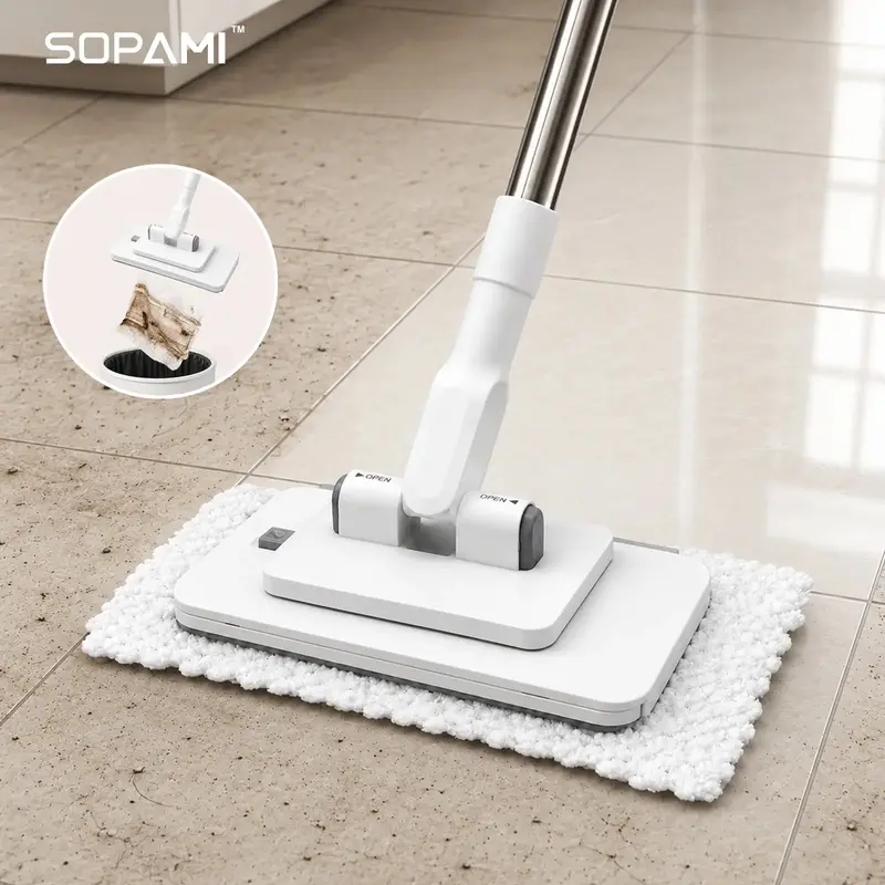 Slim Lightweight Flat Floor Mop - Microfiber Removable Dust Removal Mop with Cloth Clamp, 1-Touch Press Wet and Dry, 360 ° Swivel Head for Hardwood, Tile, Laminate Home Cleaning scrub brush mop floor cleaning muchomop tool duster clean funda para escoba s
