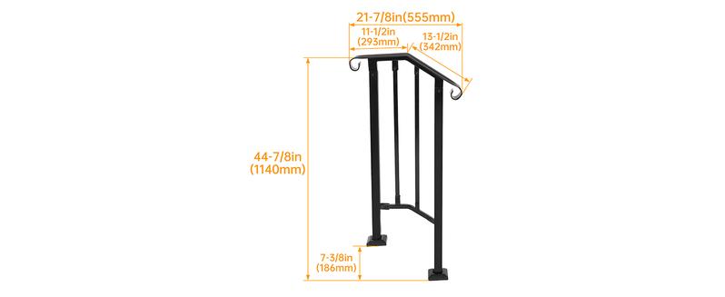 Step Handrail Fit for 1-2 Steps Flexible Porch Railing for Outdoor Steps Steel Stair Railing for Garden, Yard or Porch Black Step Handrail Fit for 1-2 Steps Flexible Porch Railing for Outdoor Steps Steel Stair Railing for Garden, Yard or Porch Black