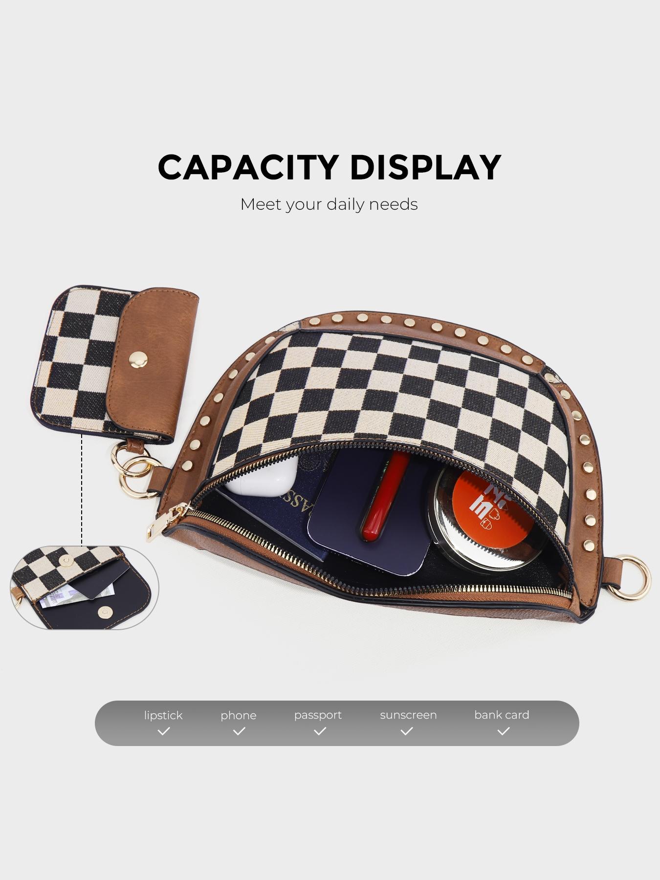 Fashionable Checkerboard Pattern Crossbody Bag with Coin Purse, Adjustable Sling Fashionable Bags, Casual Large Capacity Zipper Fashion Purses for Women, Trendy All-match Commuter Casual Shoulder Bag for Daily Used