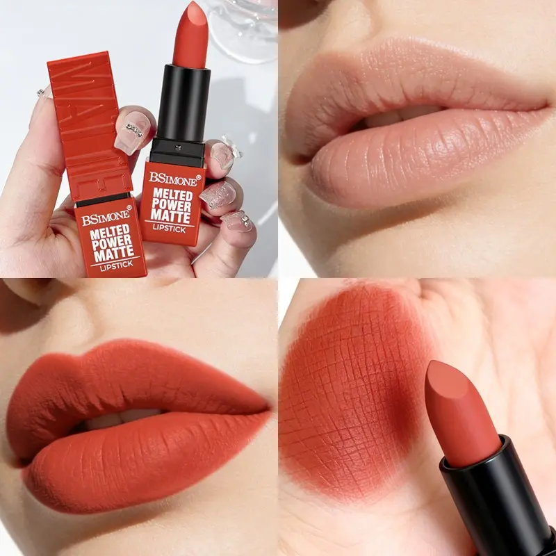 Bsimone Matte Lipstick, Pumpkin Spice, Long-Lasting Waterproof, Perfect for Fair & Olive Skin, Trendy Lips for Outings