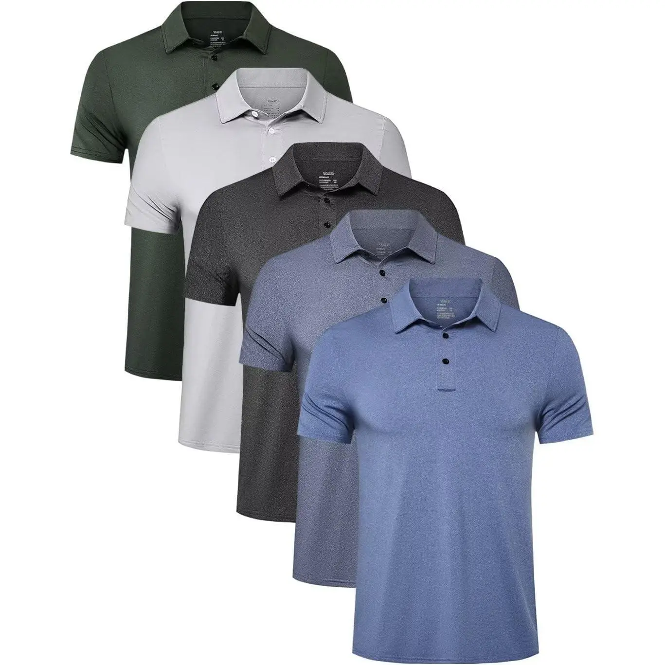 5 Pack Men's Short Sleeve Performance Polo Shirts | Moisture Wicking, Quick Dry, Lightweight, Tagless, Sun Protection for Golf, Tennis, Office, Lounging & Daily Casual Wear(Gift)