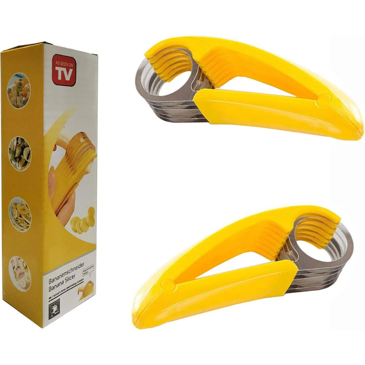 2 count Banana Slicer,ABS + 304 Stainless Steel Fruit Salad Peeler  Kitchen Tools For banana, hotdog, strawberry,cucumber