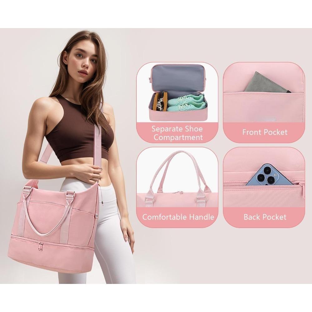 Weekender Travel Duffel Bag with Shoe Compartment & Toiletry Bag for Women, Carry-On Overnight Bag