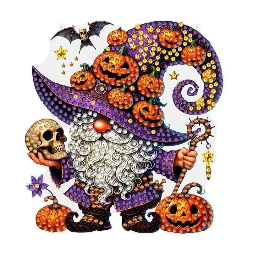 2D Halloween DIY Diamond Painting Pumpkin Dwarf Art Pendant, Creative Craft Kit for Home Decor, Perfect Gift for Enthusiasts