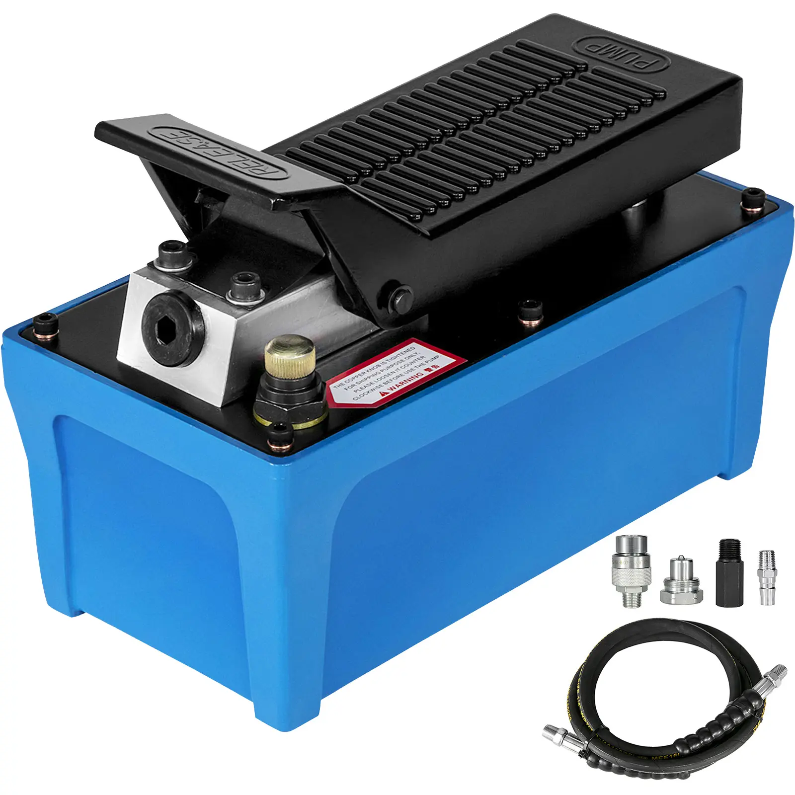 Air Hydraulic Pump, Foot-Actuated Air Treadle Pump with 1/2 Gal Reservoir, 3/8-Inch NPT, 6.56 Ft Hose, 2 Connectors, Single Acting Car Repair Tools for Home Improvement & Building Supplies