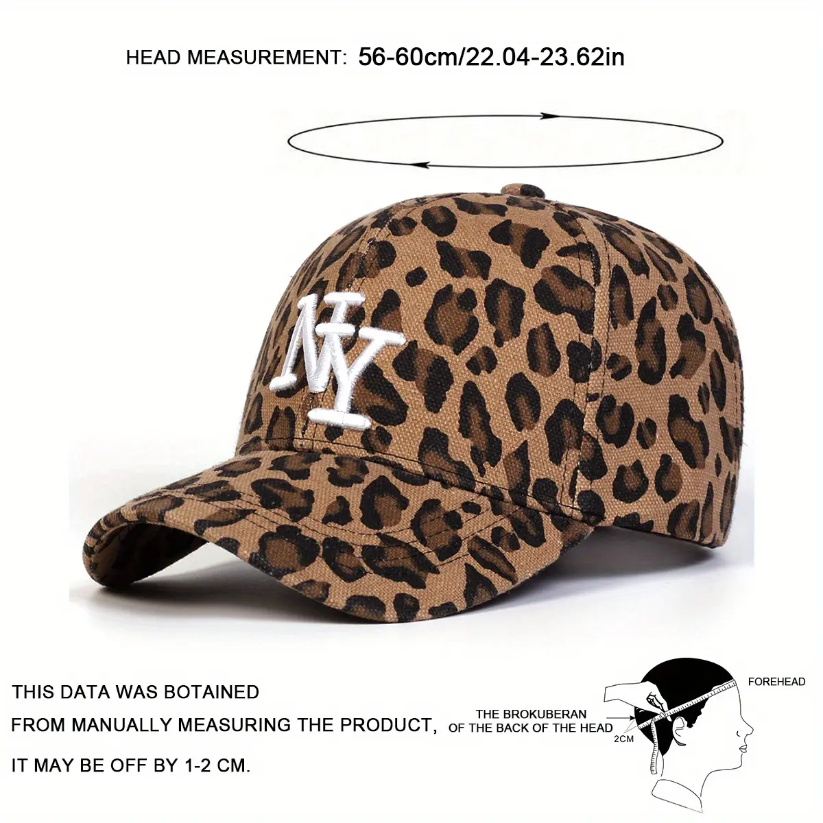 [Leopard Print Cap] A Women's NY Leopard Print Baseball Cap, Stylish And Adjustable For Outdoor Use, Perfect For During Casual Outings In Spring And Autumn, Ideal For Travel And Beach Vacations
