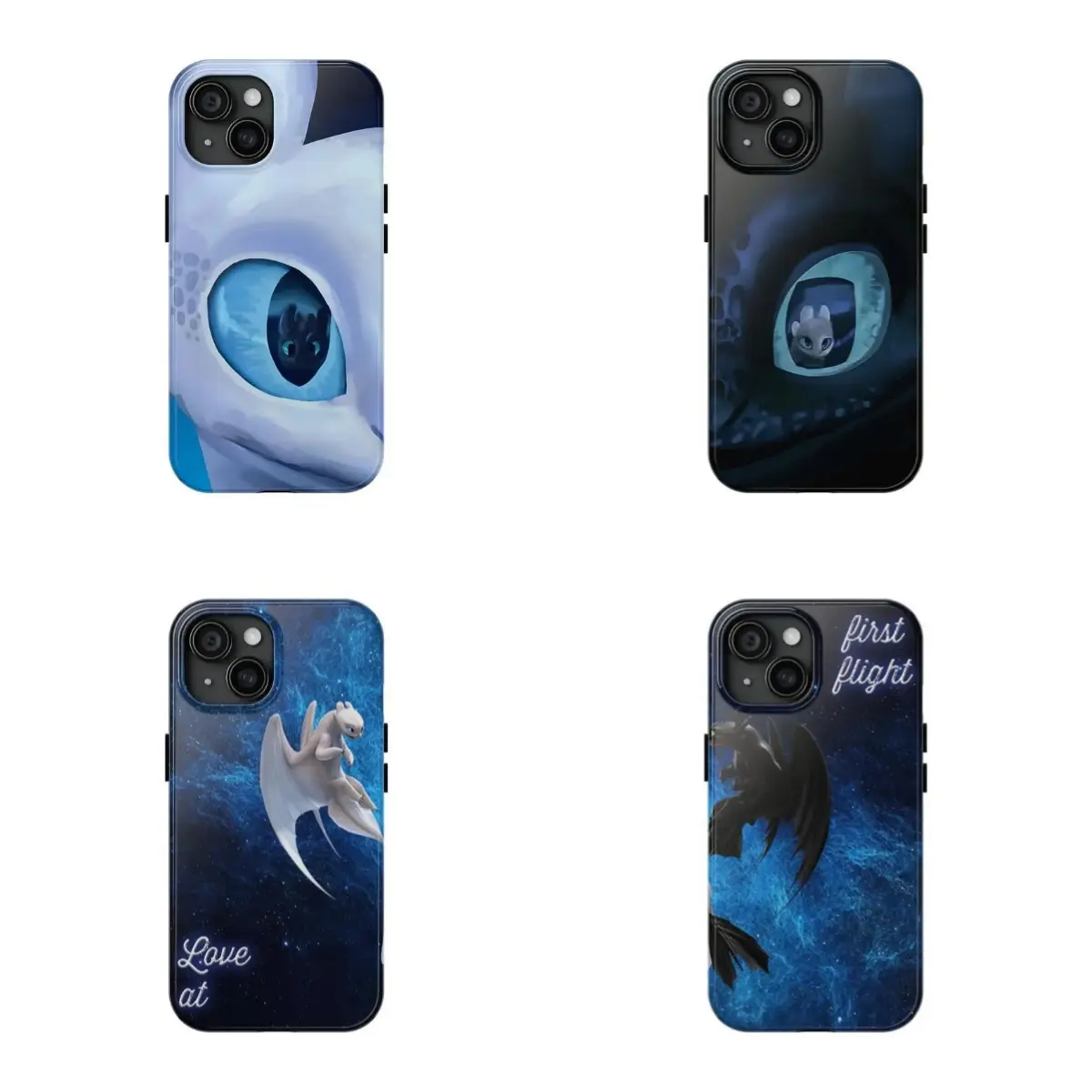 Anime-style Q-version How to Train Your Dragon couple's phone case, compatible with iPhone 12, 13, 14, 15, 16, 17 and Samsung S22, S23, S24, S25, S26. Drop-proof hard shell, high-definition printed, durable phone case, perfect for gifting.