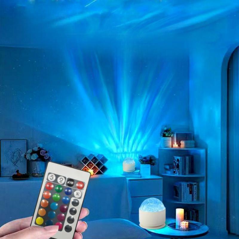 Aurora Projection Lamp, USB Rechargeable 16 Color LED Projector with Remote Control, Room Decor for Halloween Christmas Fall Winter, LED Party Light