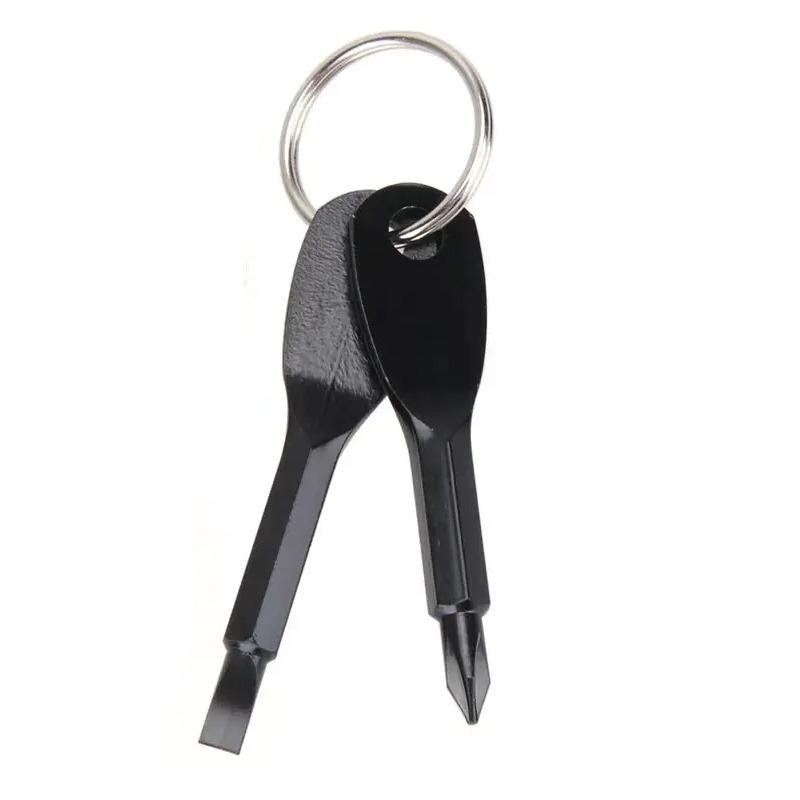 Portable Mini Screwdriver (2pcs), Camping Mini Screwdriver Keychain, Portable Cross & Flat Screwdriver Key Ring Tool, High Quality Hardware