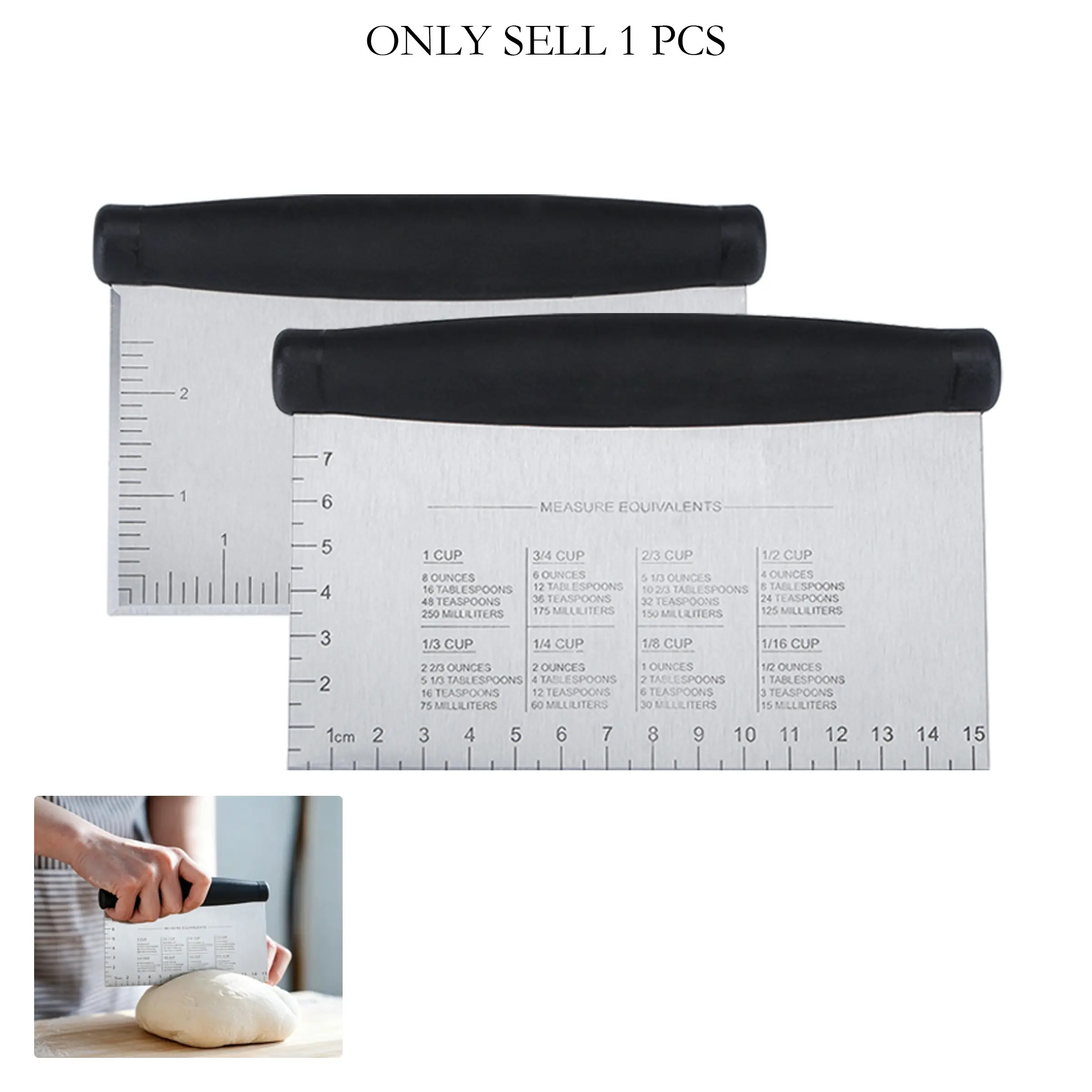 Double-Sided Measuring Pastry Scraper, Kitchen Home Dough Cutter, Crumb Remover, Cream Spreader, Baking Tool, Baking Accessories, 1 Piece
