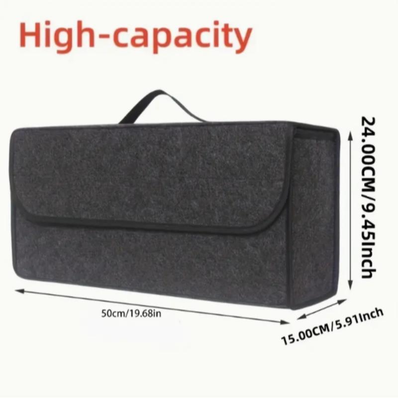 Large-Capacity Felt Car Trunk Storage Box, Portable Foldable Car Trunk Organizer, Car Interior Storage Container with Handle, Universal Car Accessories