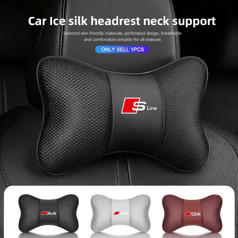 Ice Silk Car Seat Headrest Neck Pillow For Audi A3 A4 A6 A5 Q5 A1 Q7 Q3 Q2 Q8 A7 A8 TT S1 SQ5 RSQ3 RSQ8 RS3 RS4 S3 S4 RS5 RS6 RS7 S5 S6 S7 S8