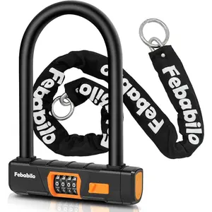 Heavy Duty Anti Theft Bike Locks, 4 Digit Combination Ebike U Lock with Cut-Proof Security 4FT x 8mm Chain, Combo Large U Shape Lock for Motorcycle Scooter Bicycle Electric Moped