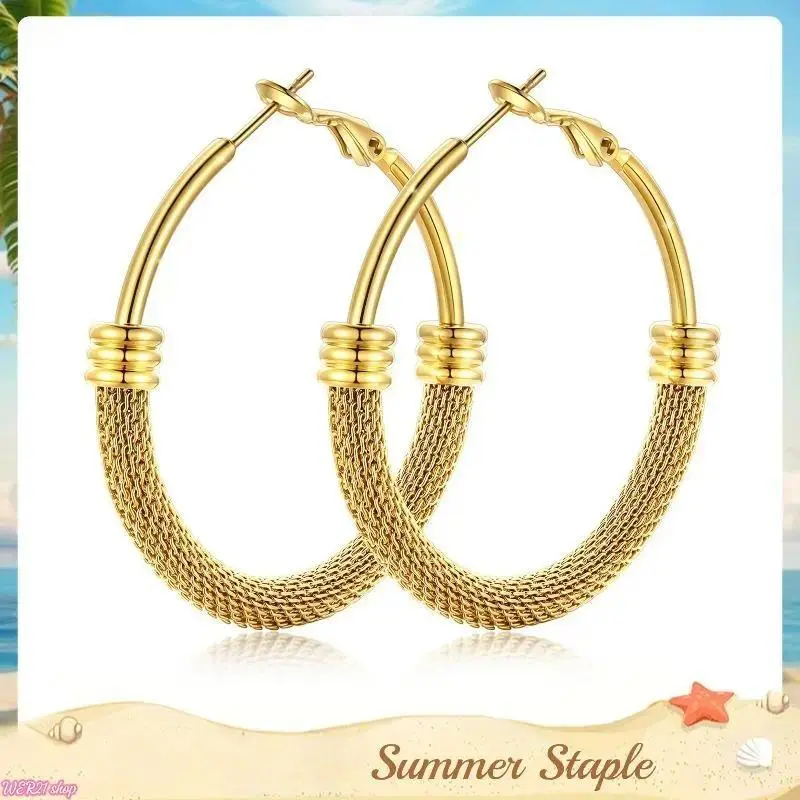 14K Gold Plated Chunky Lightweight Hoops Earrings Hypoallergenic Chic Daily Multiple Size Large Small Huggies Gold/Silver/Black Color 20/30/40/50/60/70/80MM Stainless Steel Oversized Statement Hoop Earrings Jewelry Gift for Women Girls Summerwins