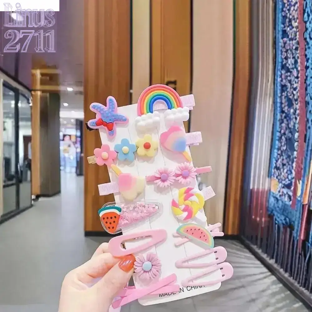 28pcs Mixed Shape-Color Cute Flower-Rainbow Design Snap Hair Clips, Fashion Bag Charm Accessories for Women