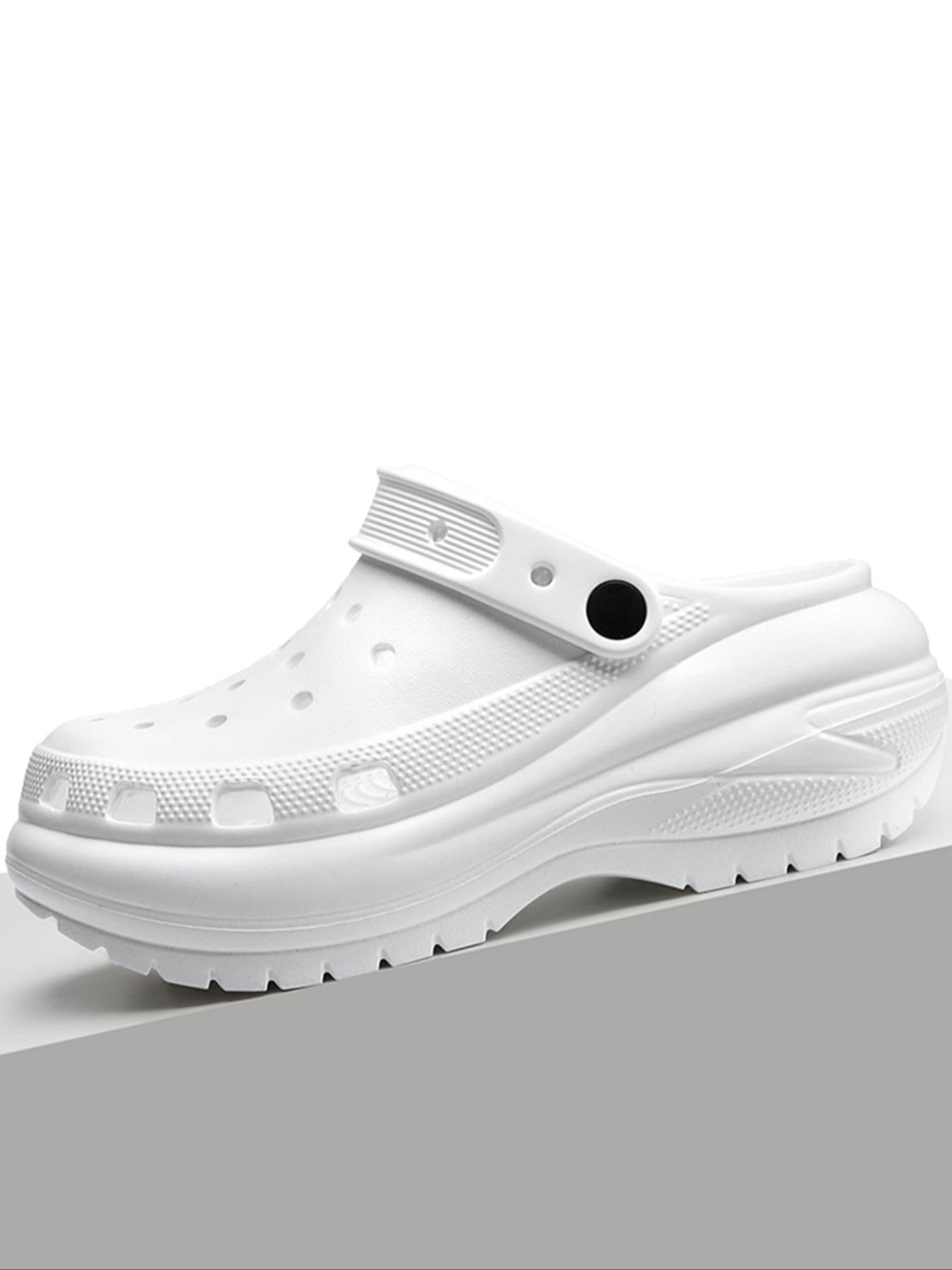 Women's Plain Color Platform Clogs, Casual Comfortable Breathable Clogs, Fashionable Shoes for Indoor & Outdoor Wear, Beach Shoes Slippers