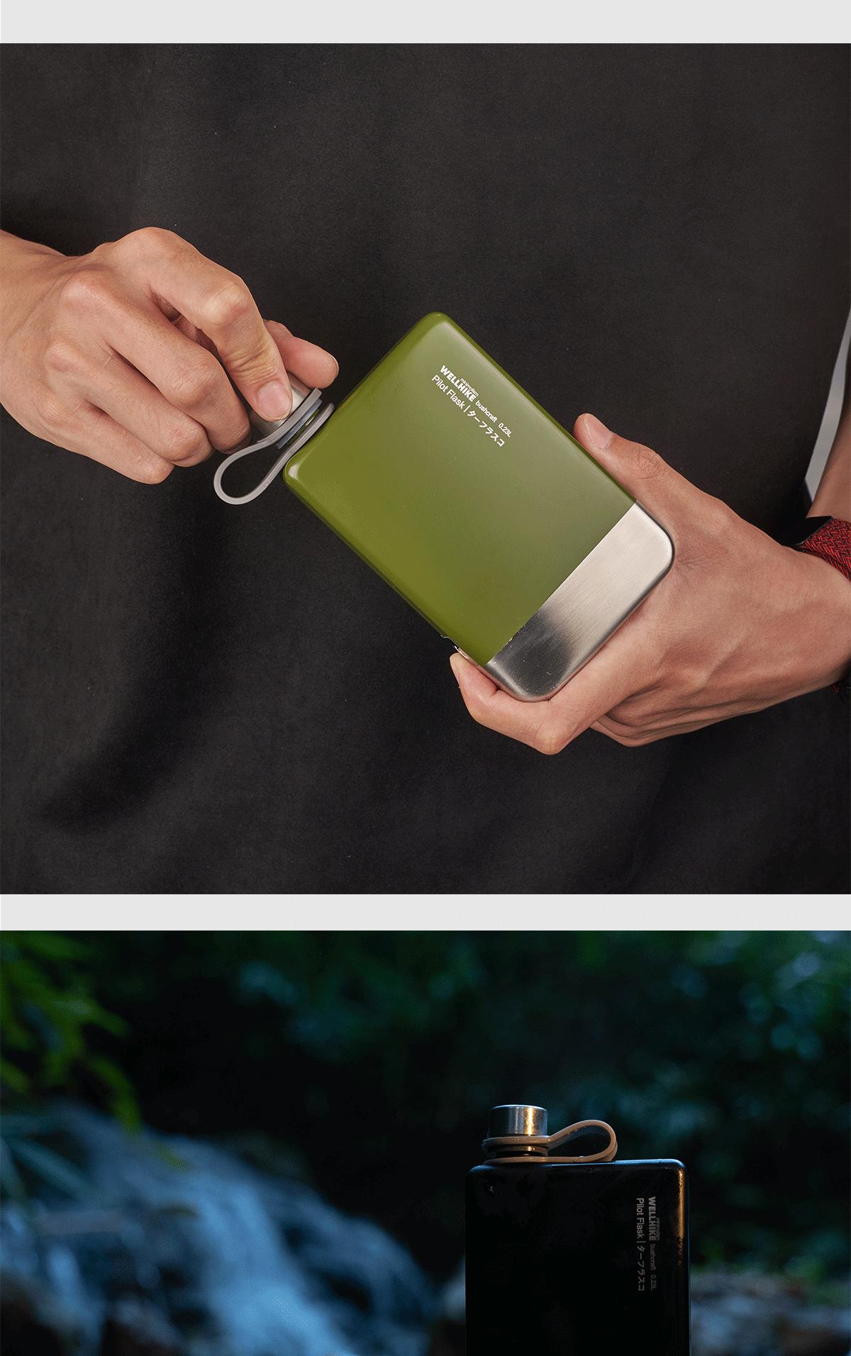 Outdoor Camping 304 Stainless Steel Portable Outdoor Flat Wine Bottle Camping Fuel Coal Oil Alcohol Coffee Pot