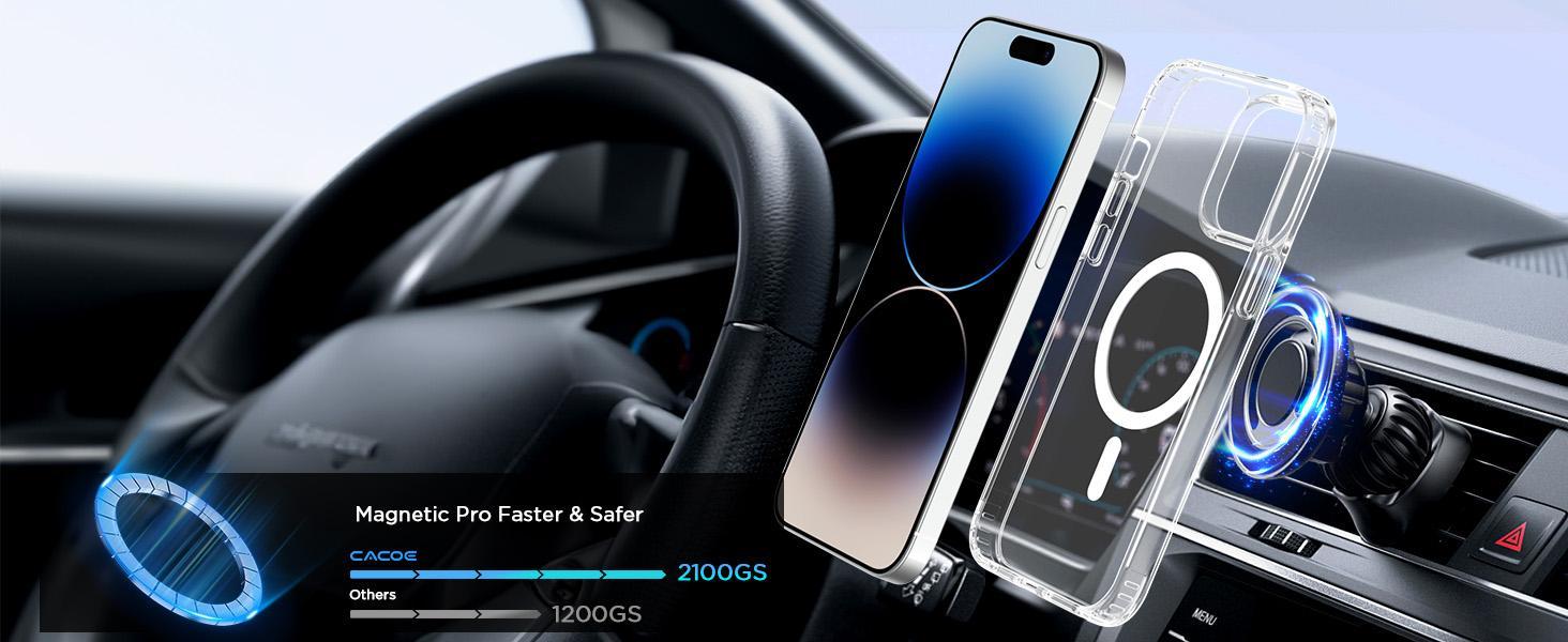 Magnetic Case for iPhone 12 & iPhone 12 Pro 6.1 inch-Compatible with MagSafe & Magnetic Car Phone Mount,Not Yellowing Anti-Scratch (Clear)