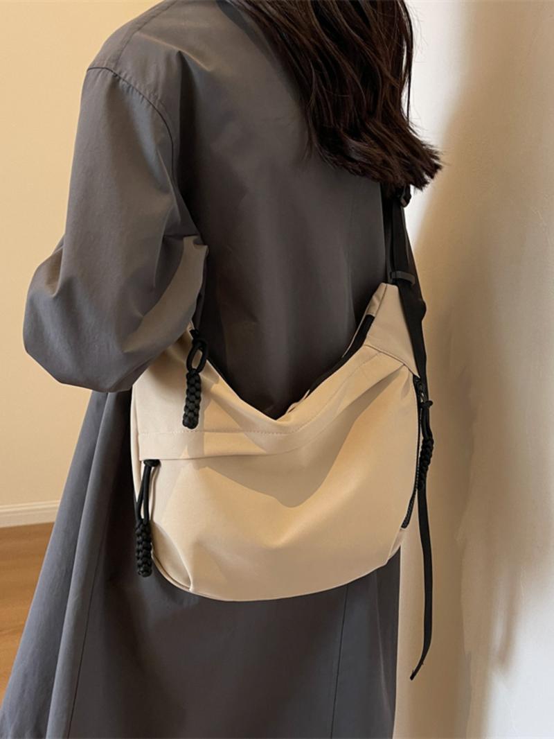 Women's Fashionable Solid Color Nylon Lightweight Crossbody Bag, Large Capacity Zipper Everyday Bag, Work Bag for Work & Back to School